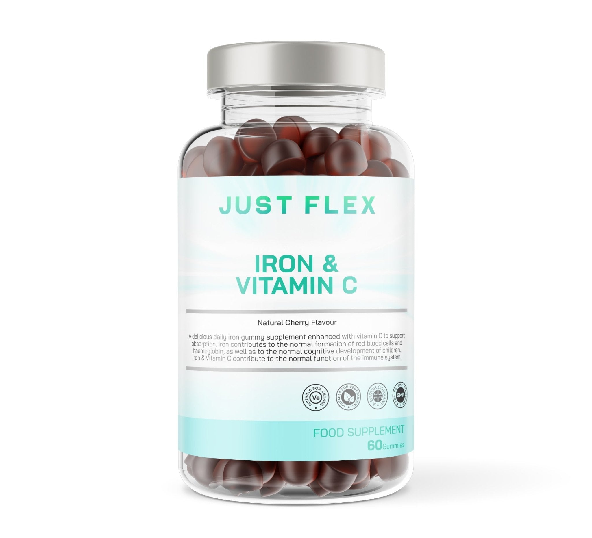 Just Flex Iron & Vitamin C - 60 Natural Cherry Flavour Gummies