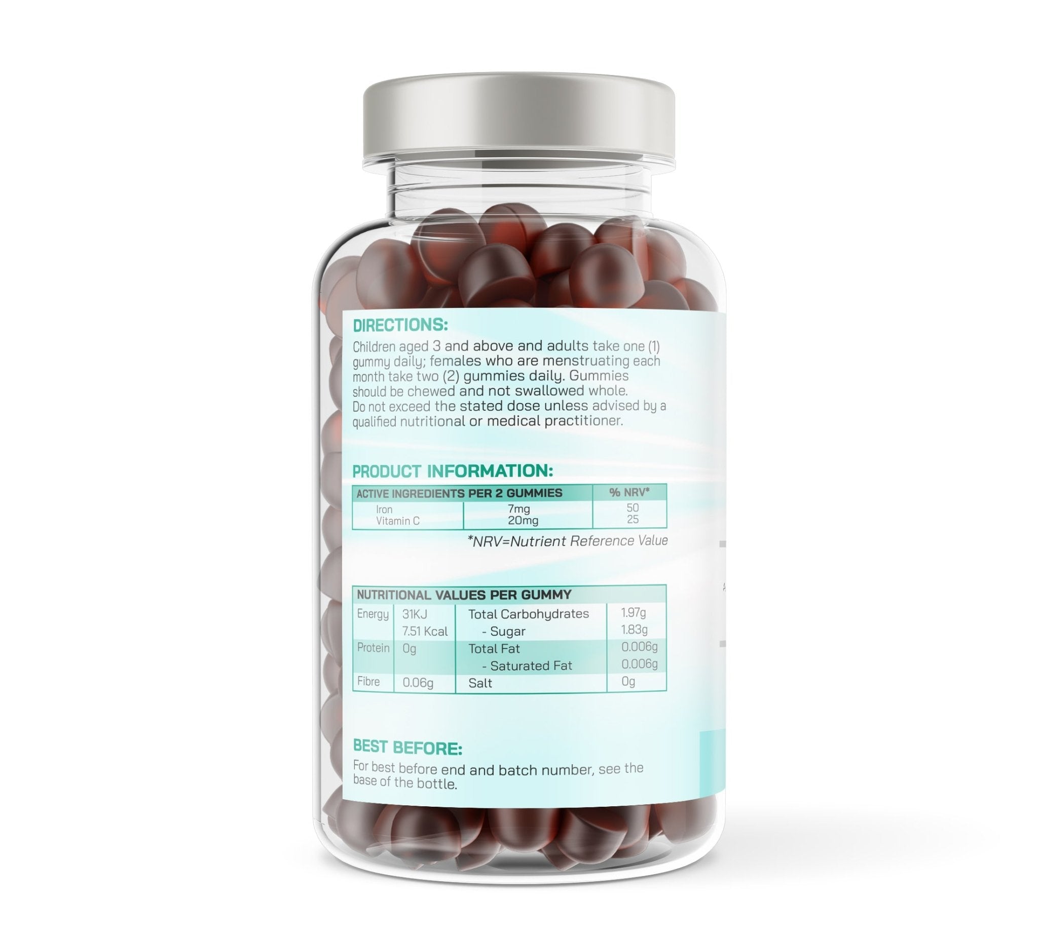 Just Flex Iron & Vitamin C - 60 Natural Cherry Flavour Gummies - Just Flex